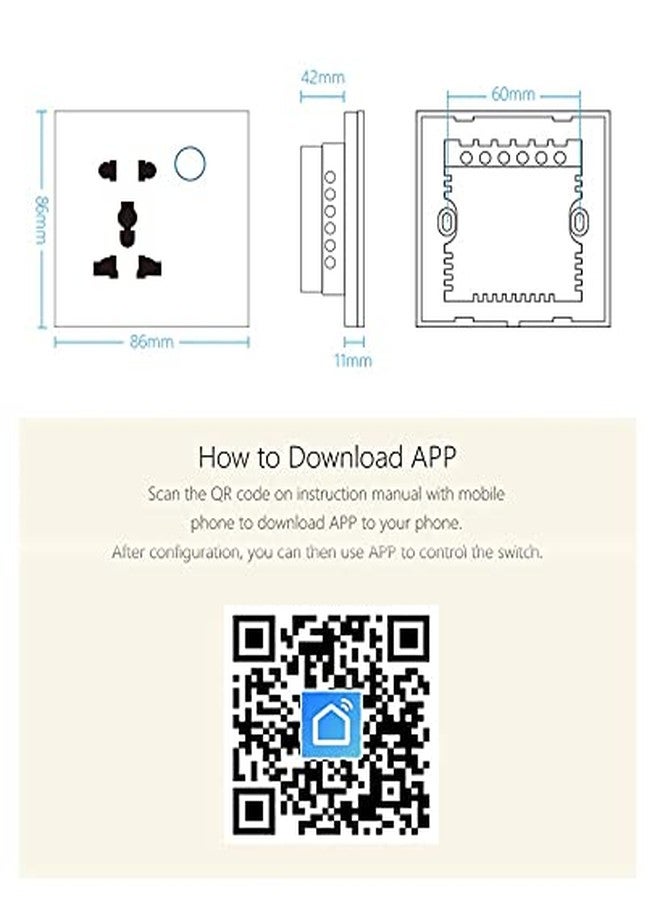 Protium WiFi Smart Wall Socket Compatible with Alexa, Google Home, and Smart Life App (5 Hole, Type D, White) - Image 3